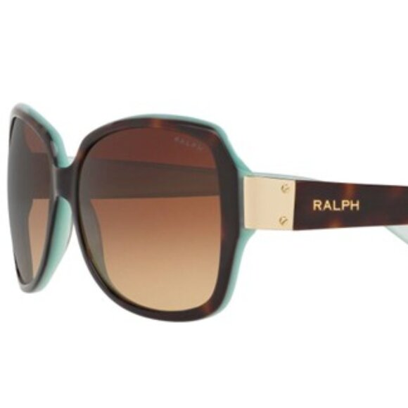 NEW [Ralph Lauren] Havana Square Sunglasses Tortoise & Aquamarine/Gradient Brown - Picture 4 of 17
